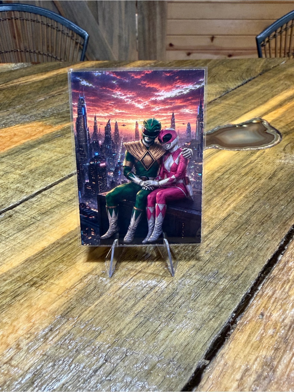 Power Rangers Green & Pink Art Print - Embrace at Sunset